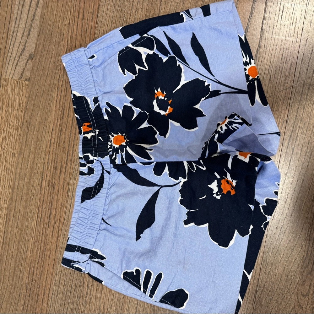 Floral Print Shorts in Blue and Black